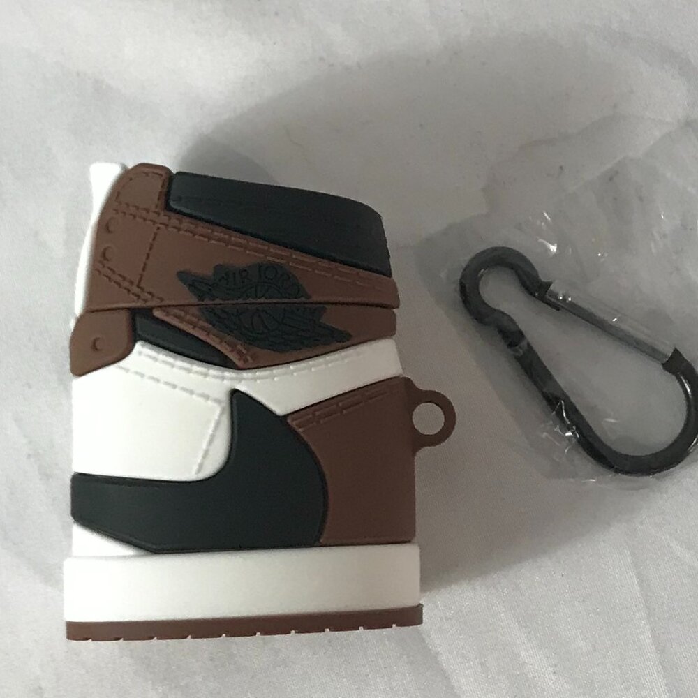 Jordan Hype Beast Air 1 White/Brown Sport Cut Air Pod Case Gen 1 & 2